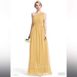 JJ’s House A-Line One Shoulder Floor-Length Chiffon Gown with Ruffle